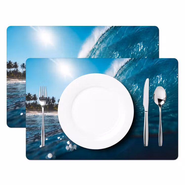Placemat - 6 stuks - Oceaan - Golf - Strand - Natuur - Blauw — 2