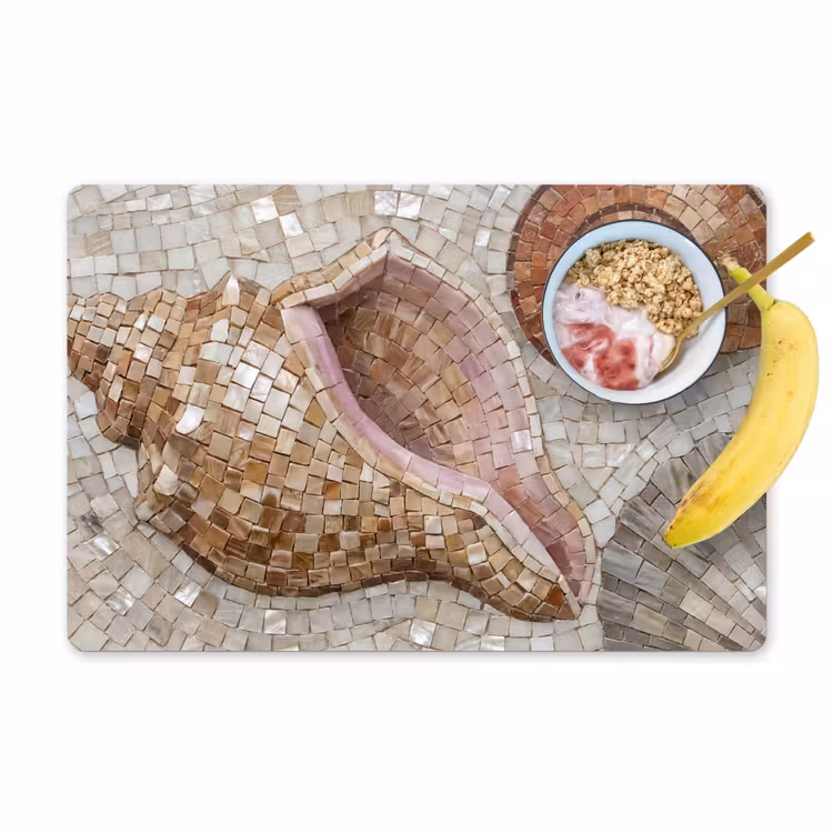 Placemat - 6 stuks - Schelp - Mozaïek - Zee - Beige - Modern — 1
