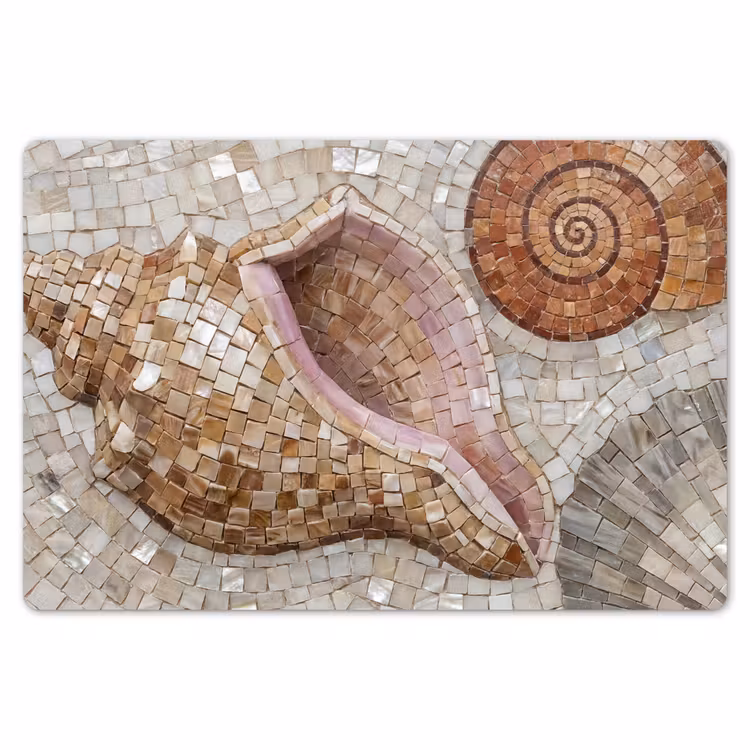 Placemat - 6 stuks - Schelp - Mozaïek - Zee - Beige - Modern — 7