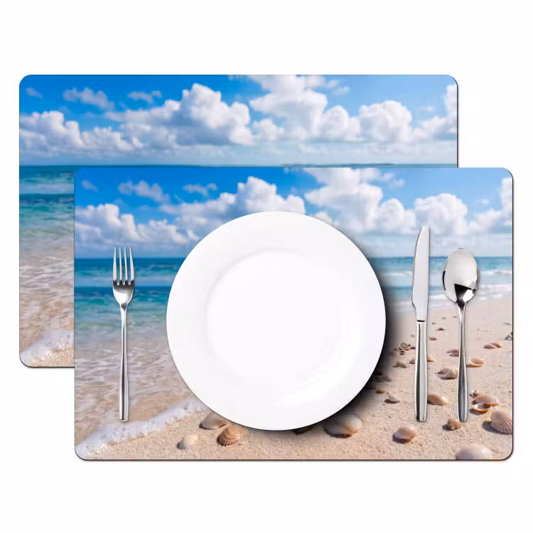 Placemat - 6 stuks - Schelpen - Strand - Natuur - Beige — 2