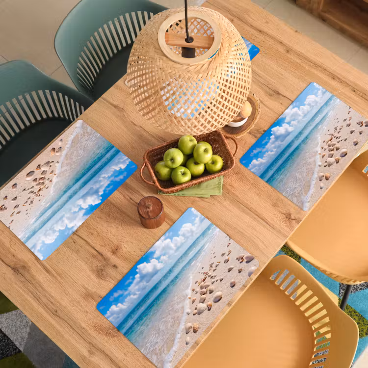 Placemat - 6 stuks - Schelpen - Strand - Natuur - Beige — 6