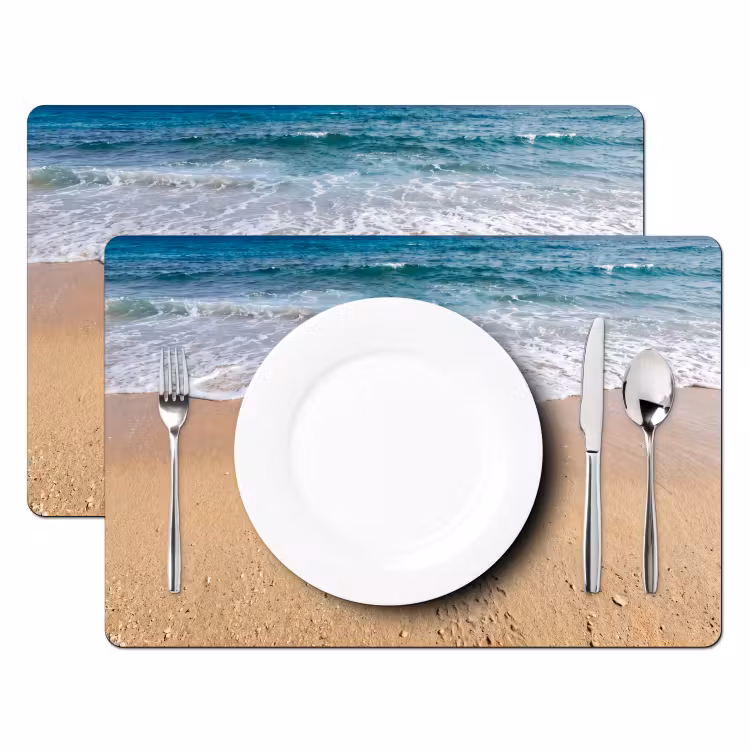 Placemat - 6 stuks - Schildpad - Jong - Strand - Oceaan - Blauw — 2