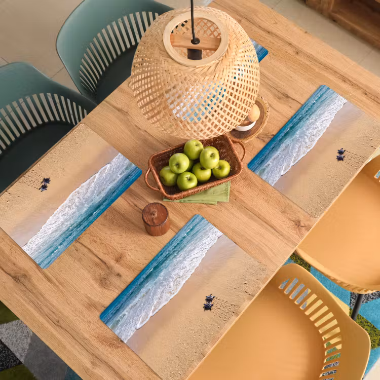 Placemat - 6 stuks - Schildpad - Jong - Strand - Oceaan - Blauw — 6