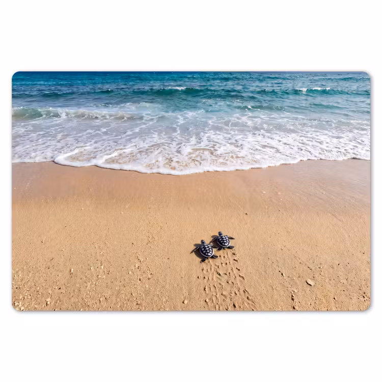 Placemat - 6 stuks - Schildpad - Jong - Strand - Oceaan - Blauw — 7