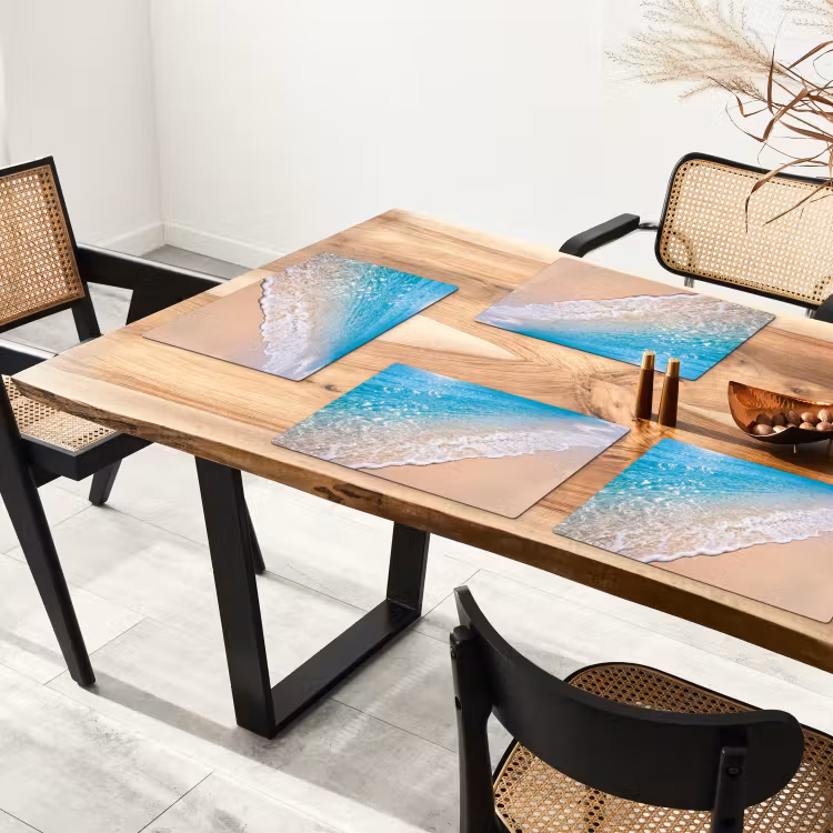 Placemat - 6 stuks - Strand - Water - Natuur - Blauw - Beige — 5