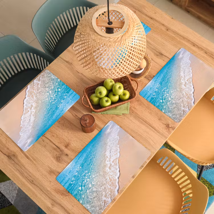 Placemat - 6 stuks - Strand - Water - Natuur - Blauw - Beige — 6