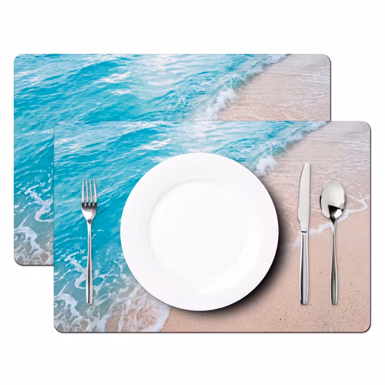 Placemat - 6 stuks - Strand - Zee - Golf - Natuur - Blauw — 2