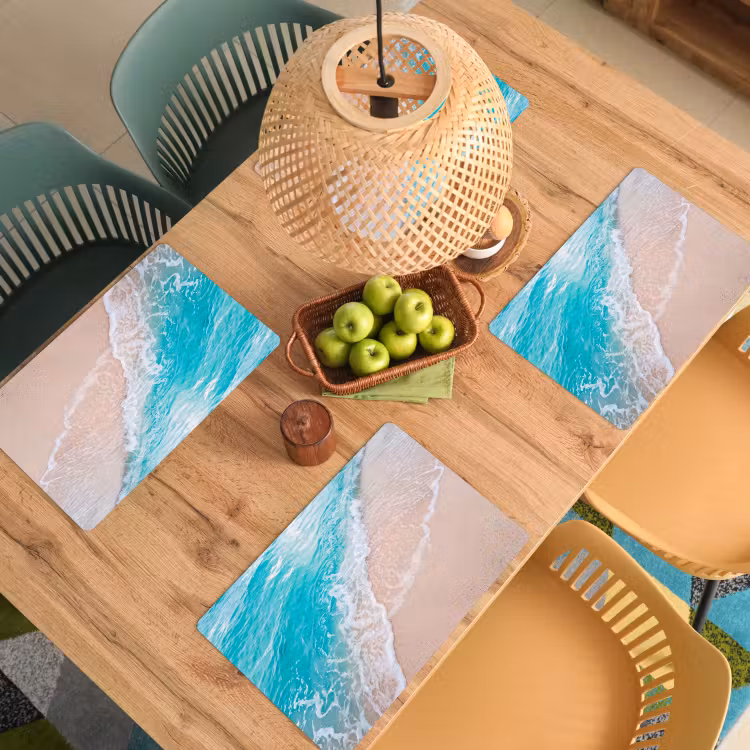 Placemat - 6 stuks - Strand - Zee - Golf - Natuur - Blauw — 6