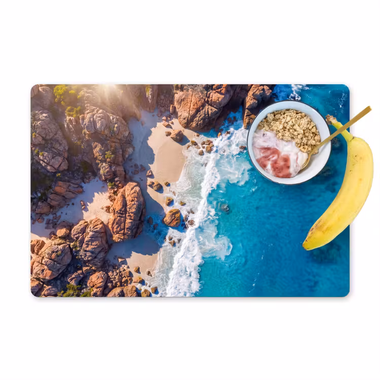 Placemat - 6 stuks - Strand - Zee - Rotsen - Natuur - Blauw — 1