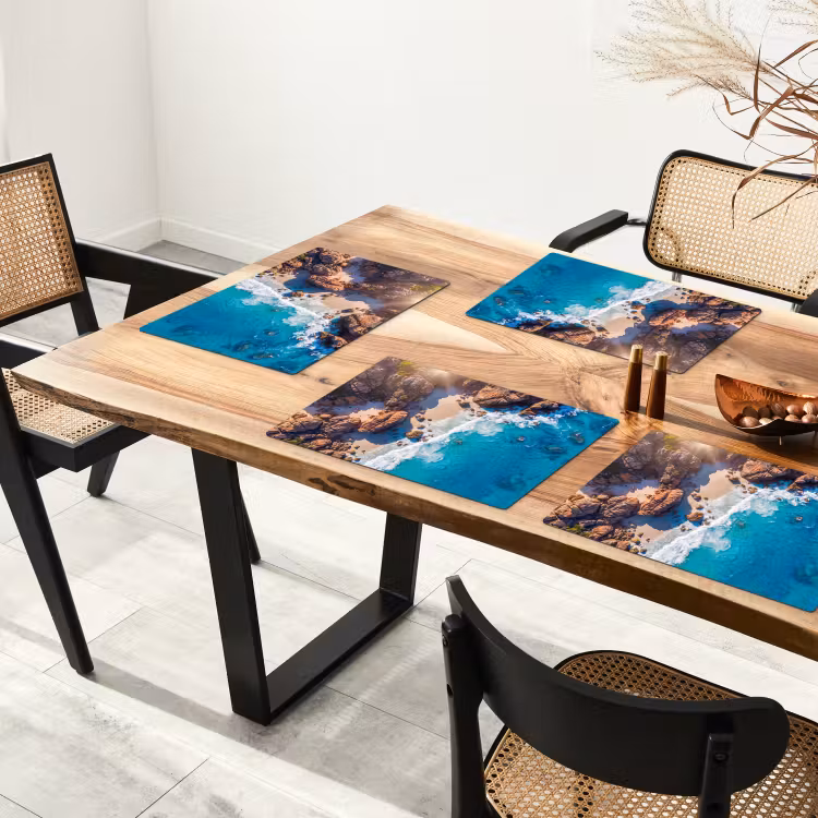 Placemat - 6 stuks - Strand - Zee - Rotsen - Natuur - Blauw — 5