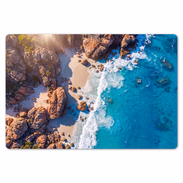 Placemat - 6 stuks - Strand - Zee - Rotsen - Natuur - Blauw — 7