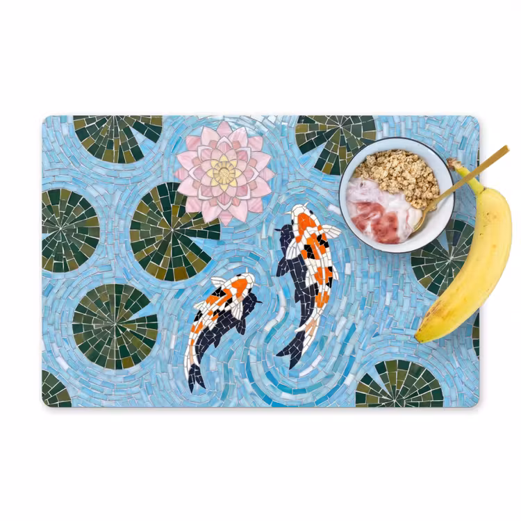 Placemat - 6 stuks - Vis - Water - Natuur - Mozaïek - Blauw — 1