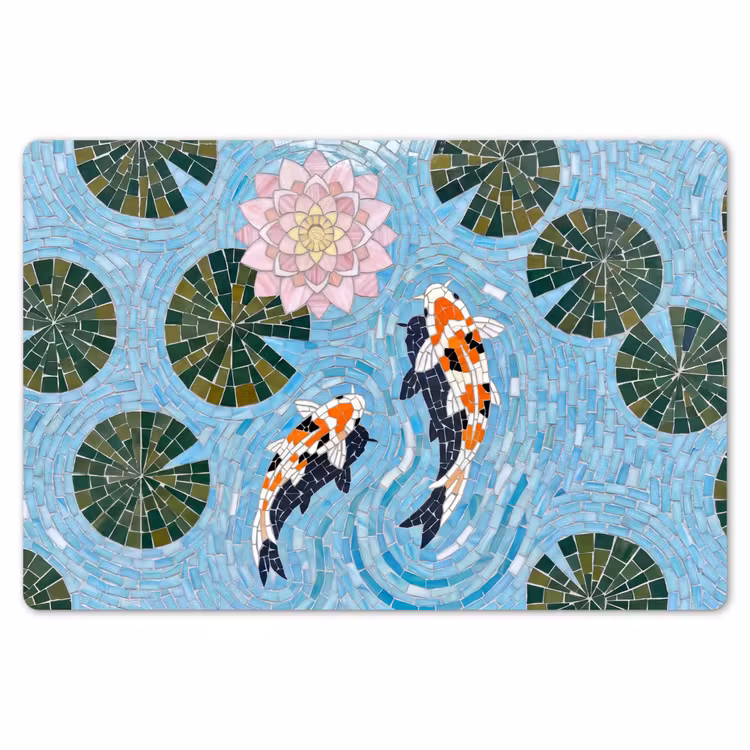 Placemat - 6 stuks - Vis - Water - Natuur - Mozaïek - Blauw — 7