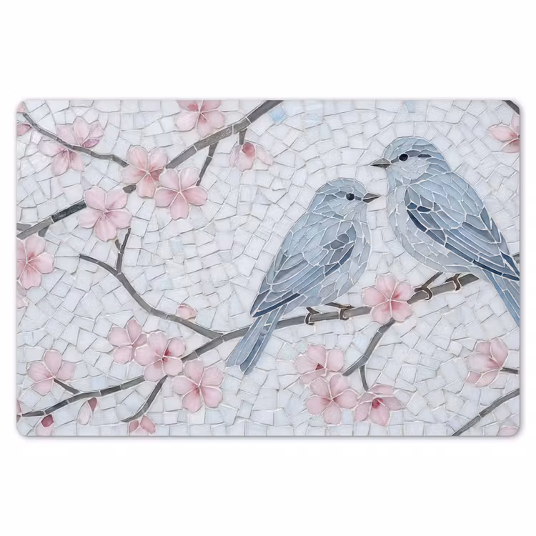 Placemat - 6 stuks - Vogel - Bloemen - Natuur - Mozaïek - Roze — 7