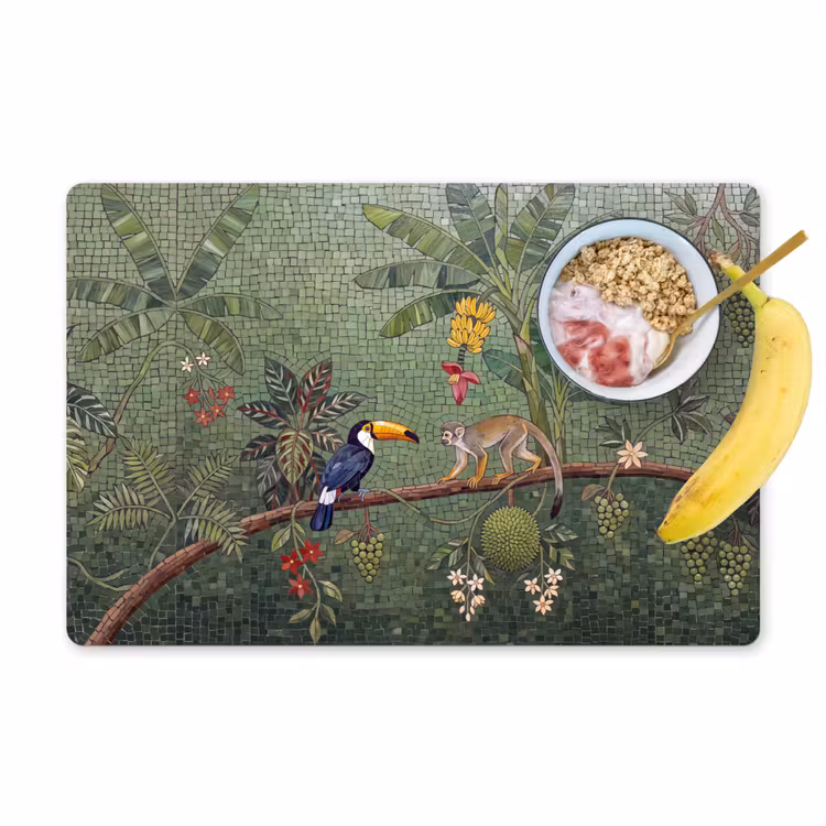 Placemat - 6 stuks - Vogel - Dier - Jungle - Mozaïek - Natuur — 1