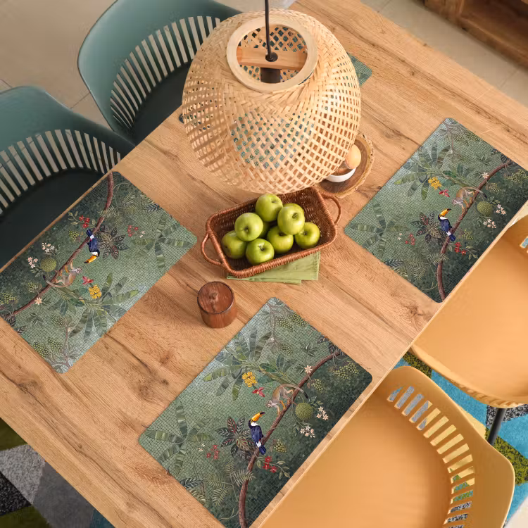 Placemat - 6 stuks - Vogel - Dier - Jungle - Mozaïek - Natuur — 6