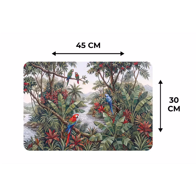Placemat - 6 stuks - Vogel - Jungle - Natuur - Mozaïek - Groen — 3