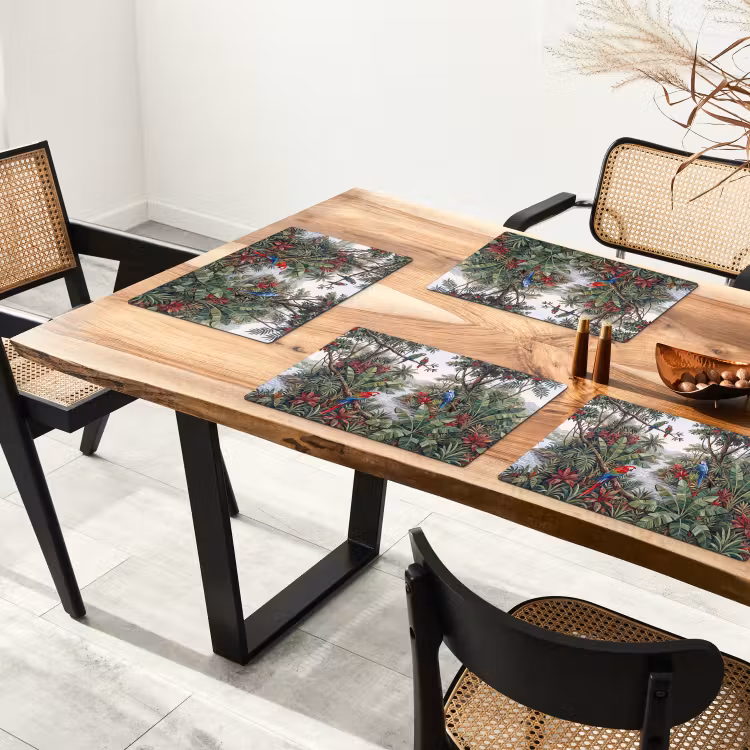 Placemat - 6 stuks - Vogel - Jungle - Natuur - Mozaïek - Groen — 5