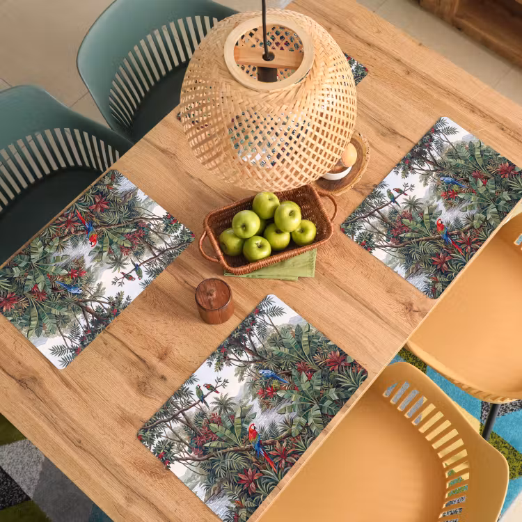 Placemat - 6 stuks - Vogel - Jungle - Natuur - Mozaïek - Groen — 6
