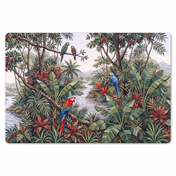 Placemat - 6 stuks - Vogel - Jungle - Natuur - Mozaïek - Groen — 7