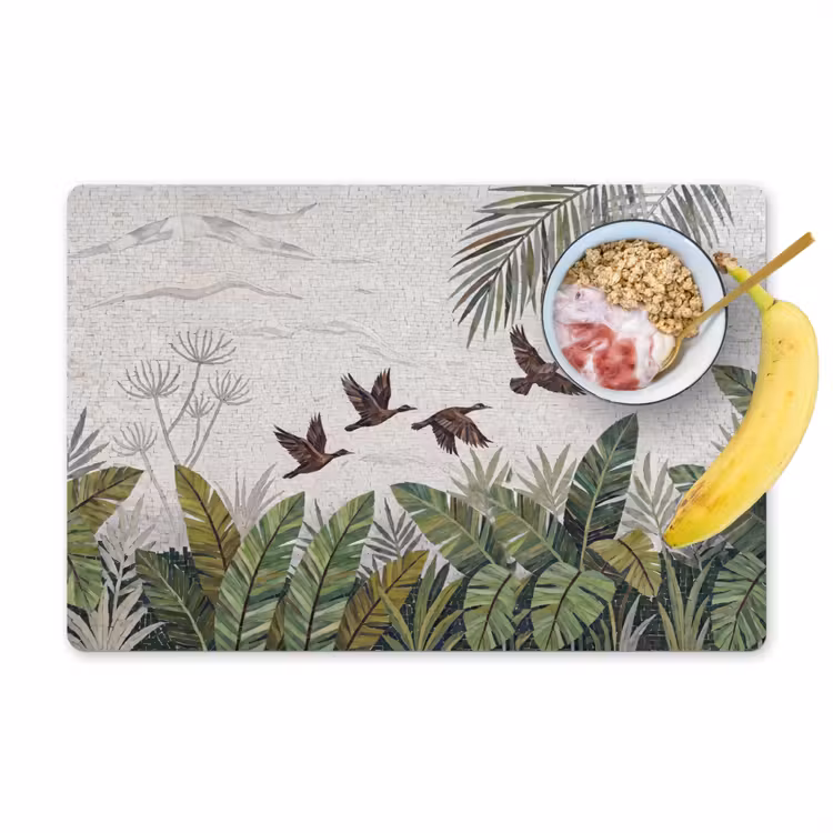 Placemat - 6 stuks - Vogel - Vliegend - Tropisch - Mozaïek - Groen — 1
