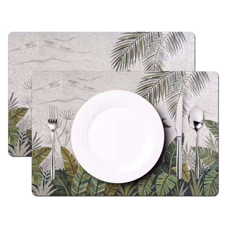 Placemat - 6 stuks - Vogel - Vliegend - Tropisch - Mozaïek - Groen — 2