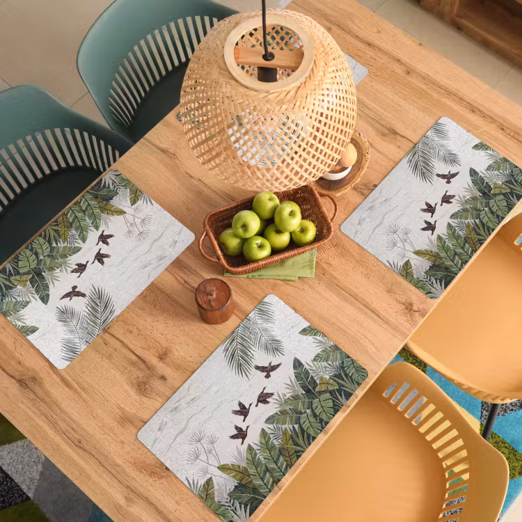 Placemat - 6 stuks - Vogel - Vliegend - Tropisch - Mozaïek - Groen — 6