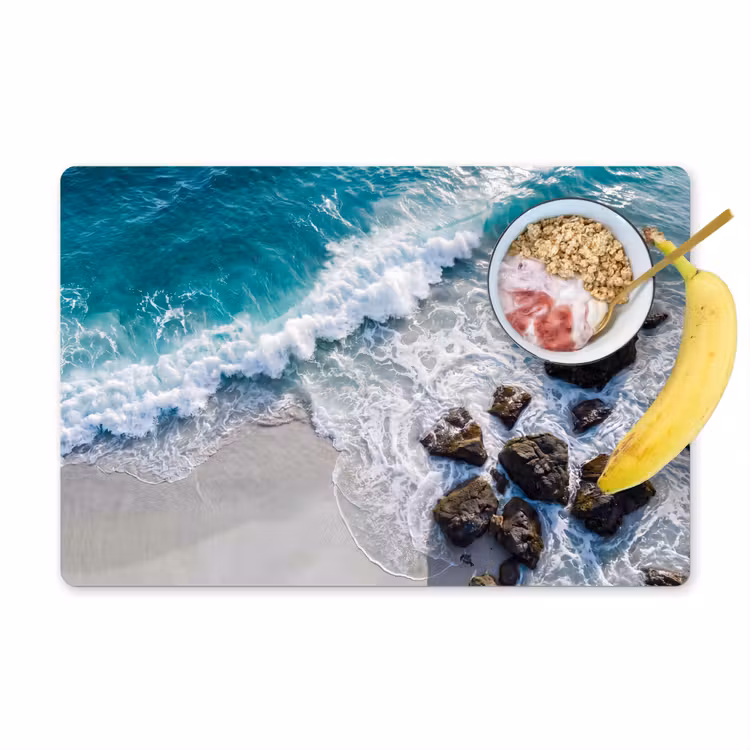 Placemat - 6 stuks - Zee - Golf - Strand - Natuur - Blauw — 1