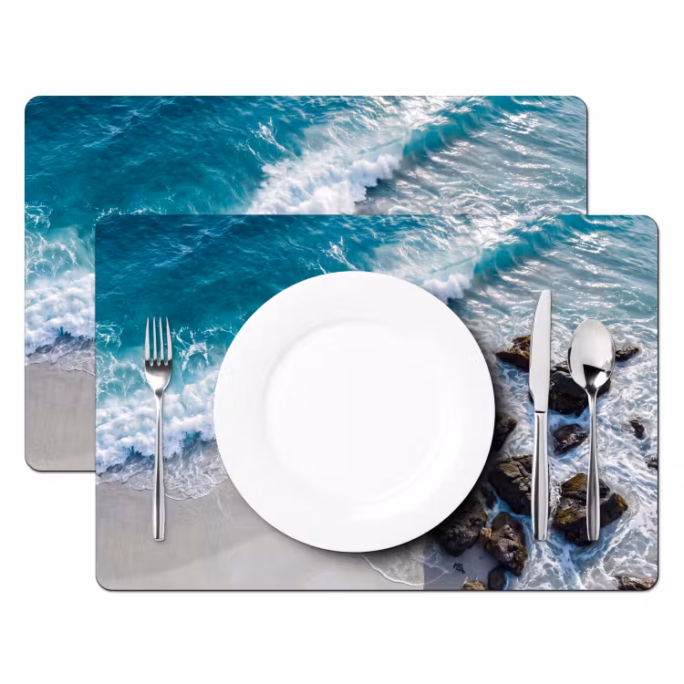 Placemat - 6 stuks - Zee - Golf - Strand - Natuur - Blauw — 2