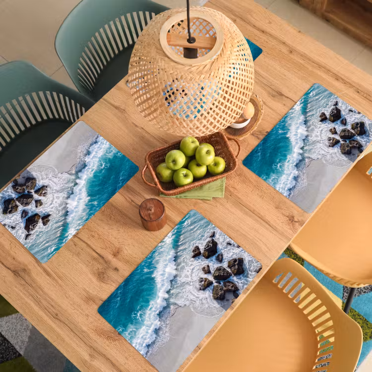 Placemat - 6 stuks - Zee - Golf - Strand - Natuur - Blauw — 6