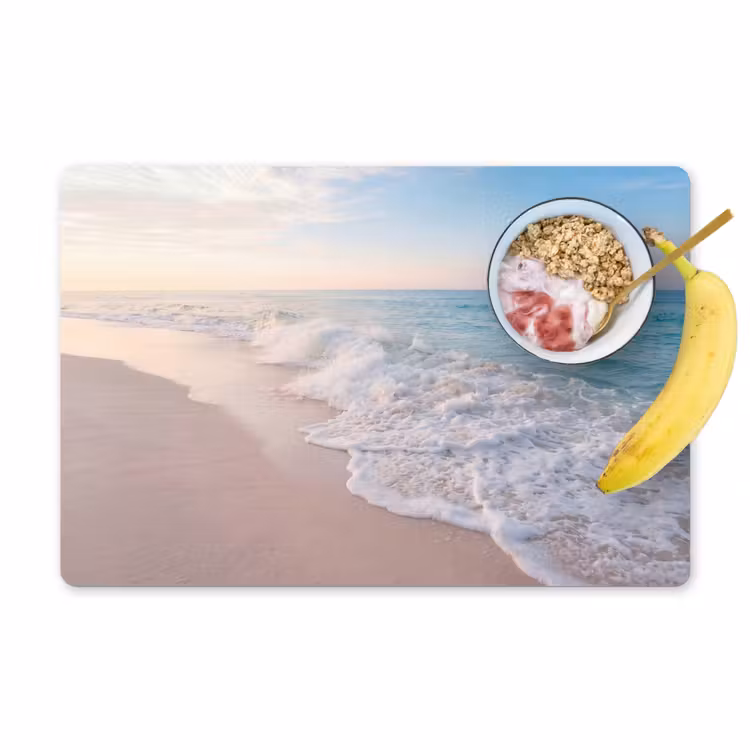 Placemat - 6 stuks - Zee - Golven - Strand - Natuur - Wit — 1