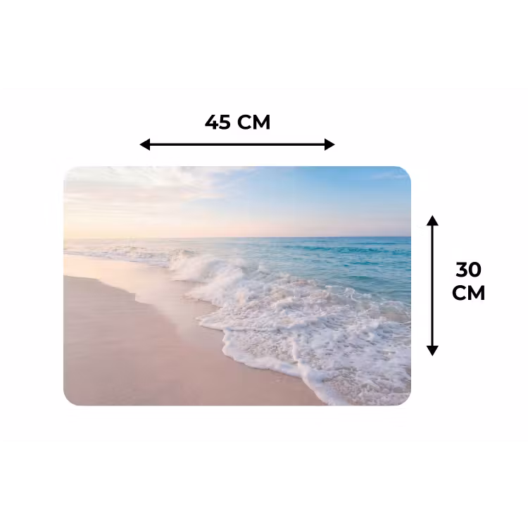 Placemat - 6 stuks - Zee - Golven - Strand - Natuur - Wit — 3