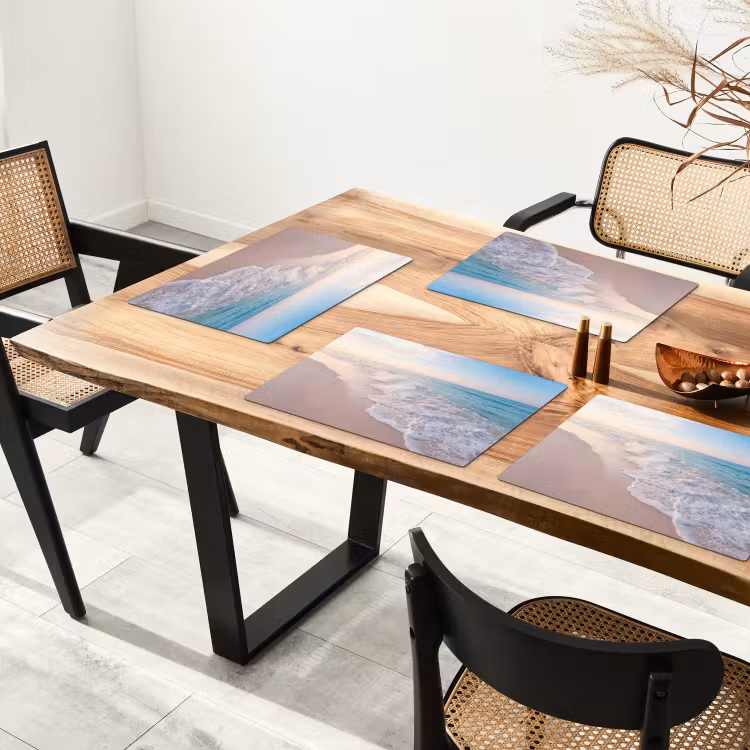 Placemat - 6 stuks - Zee - Golven - Strand - Natuur - Wit — 5