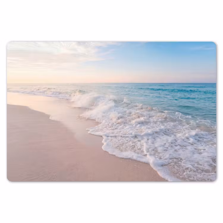 Placemat - 6 stuks - Zee - Golven - Strand - Natuur - Wit — 7