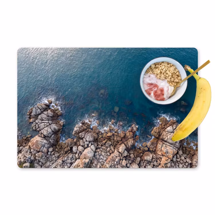 Placemat - 6 stuks - Zee - Kustlijn - Natuur - Abstract - Blauw — 1