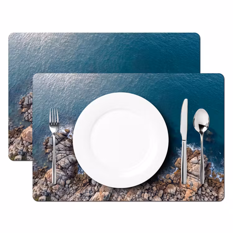 Placemat - 6 stuks - Zee - Kustlijn - Natuur - Abstract - Blauw — 2