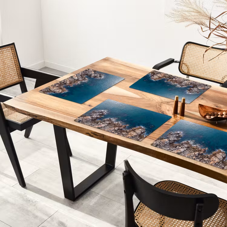 Placemat - 6 stuks - Zee - Kustlijn - Natuur - Abstract - Blauw — 5