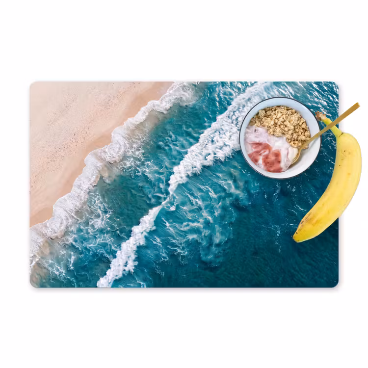 Placemat - 6 stuks - Zee - Strand - Golven - Natuur - Blauw — 1