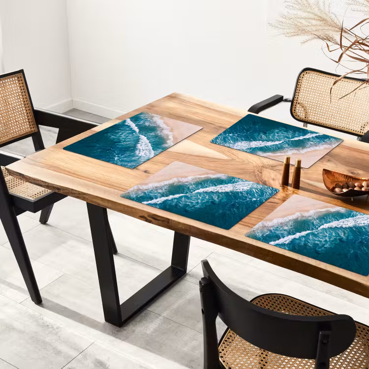 Placemat - 6 stuks - Zee - Strand - Golven - Natuur - Blauw — 5