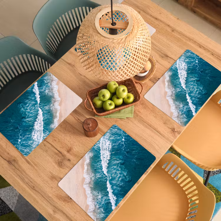 Placemat - 6 stuks - Zee - Strand - Golven - Natuur - Blauw — 6