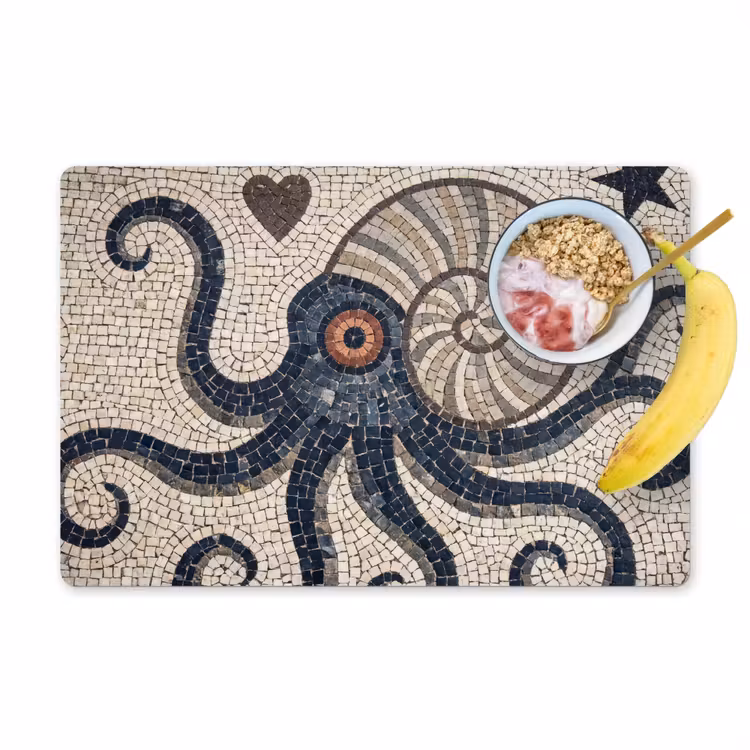 Placemat - 6 stuks - Zeeleven - Mozaïek - Kunst - Vintage - Beige — 1