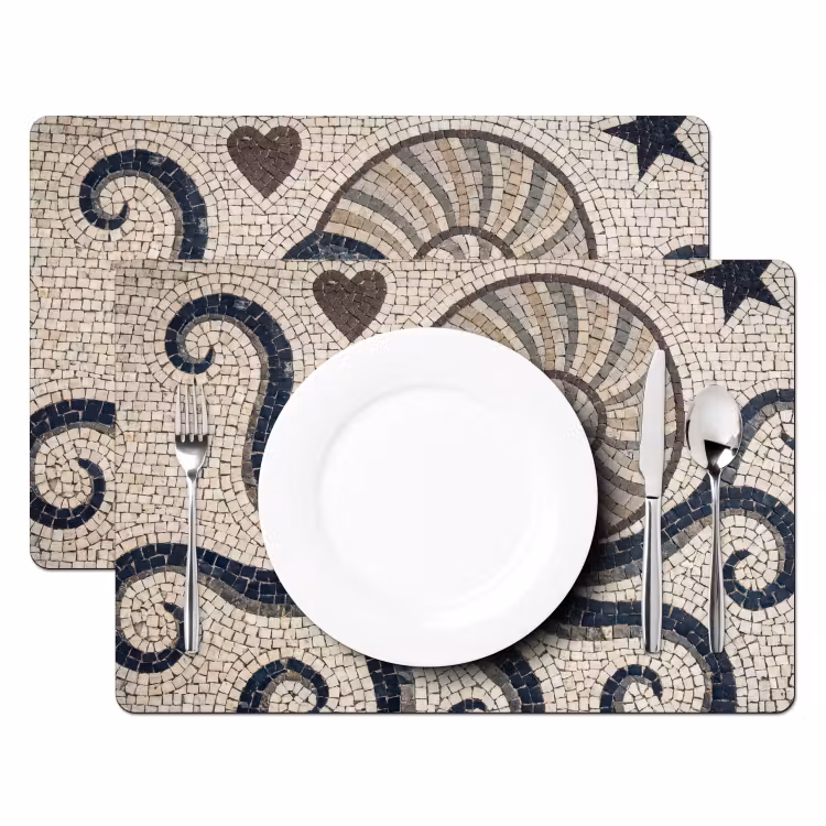 Placemat - 6 stuks - Zeeleven - Mozaïek - Kunst - Vintage - Beige — 2