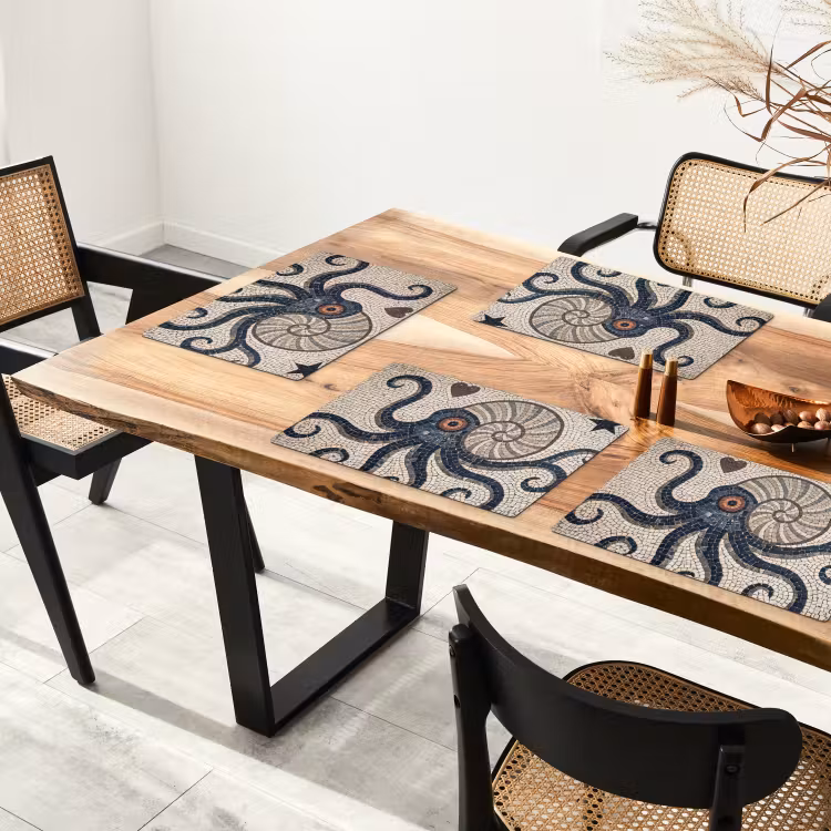 Placemat - 6 stuks - Zeeleven - Mozaïek - Kunst - Vintage - Beige — 5