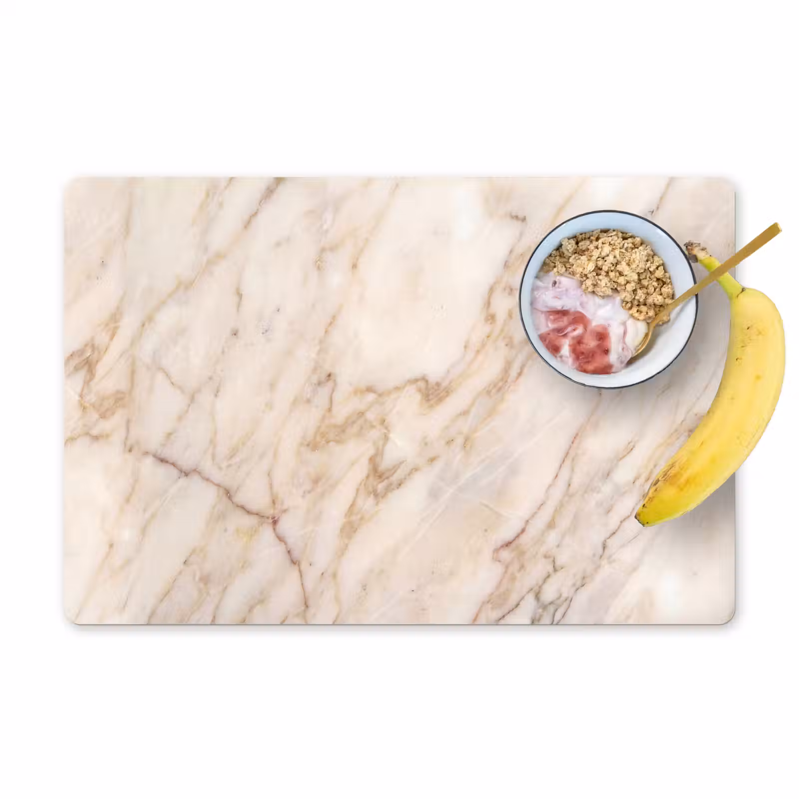 Placemat - 6 stuks - Marmer - Ader - Abstract - Wit - Goud — 1