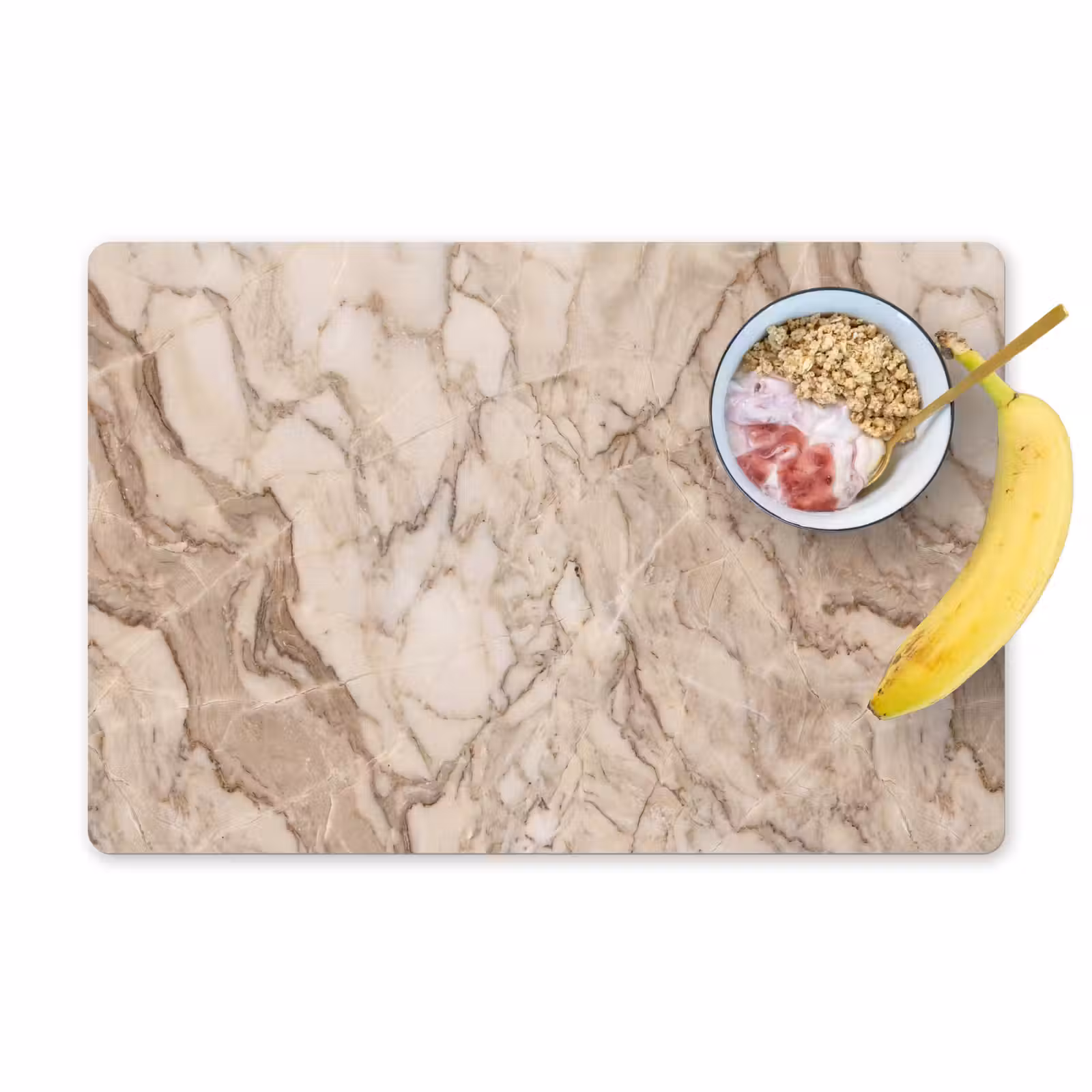 Placemat - 6 stuks - Marmer - Aderen - Textuur - Beige - Modern — 1