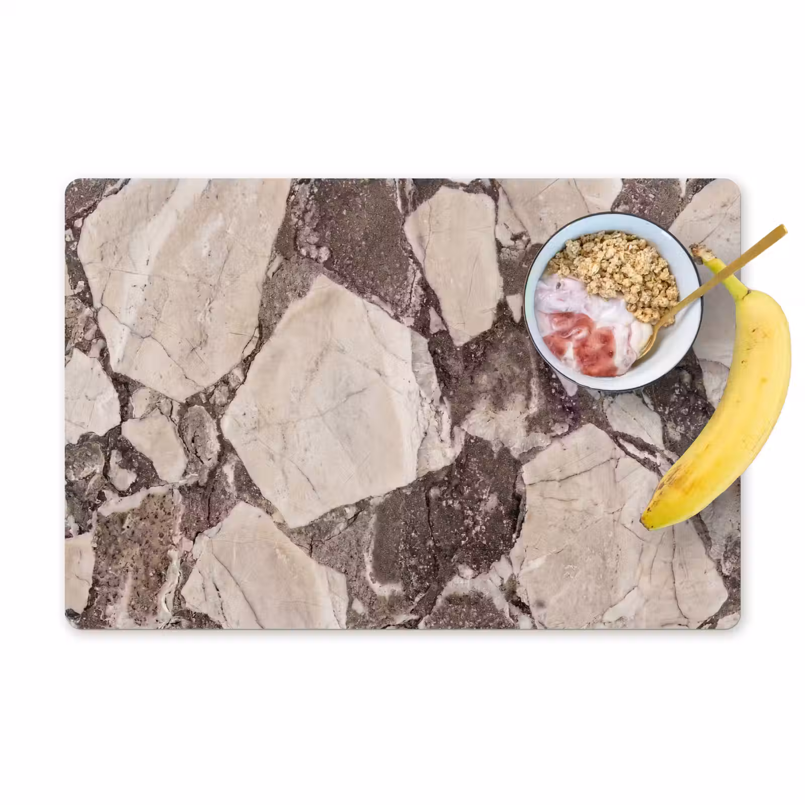 Placemat - 6 stuks - Textuur - Marmer - Abstract - Beige - Bruin — 1