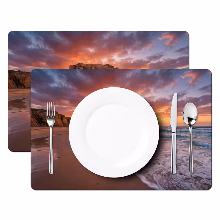 Placemat - 6 stuks - Kust - Rots - Zonsondergang - Zee - Natuur — 2