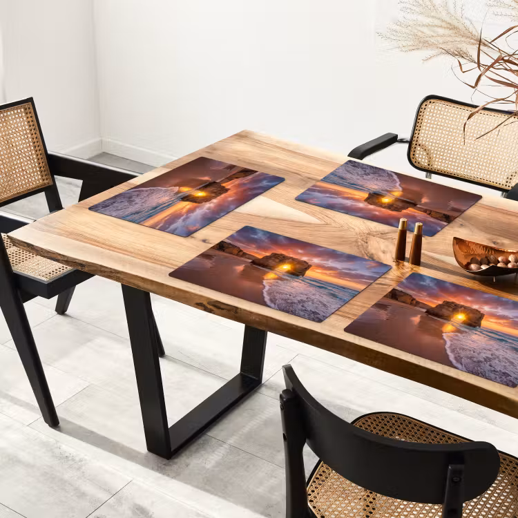 Placemat - 6 stuks - Kust - Rots - Zonsondergang - Zee - Natuur — 5
