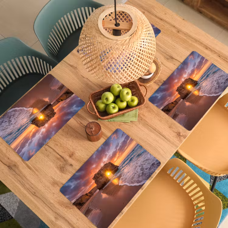 Placemat - 6 stuks - Kust - Rots - Zonsondergang - Zee - Natuur — 6