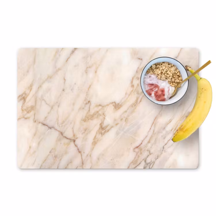 Placemat - 6 stuks - Marmer - Ader - Abstract - Wit - Goud — 1